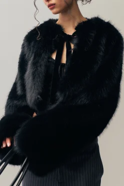 GUIZIO Alyana Faux Fur Jacket- Jackets