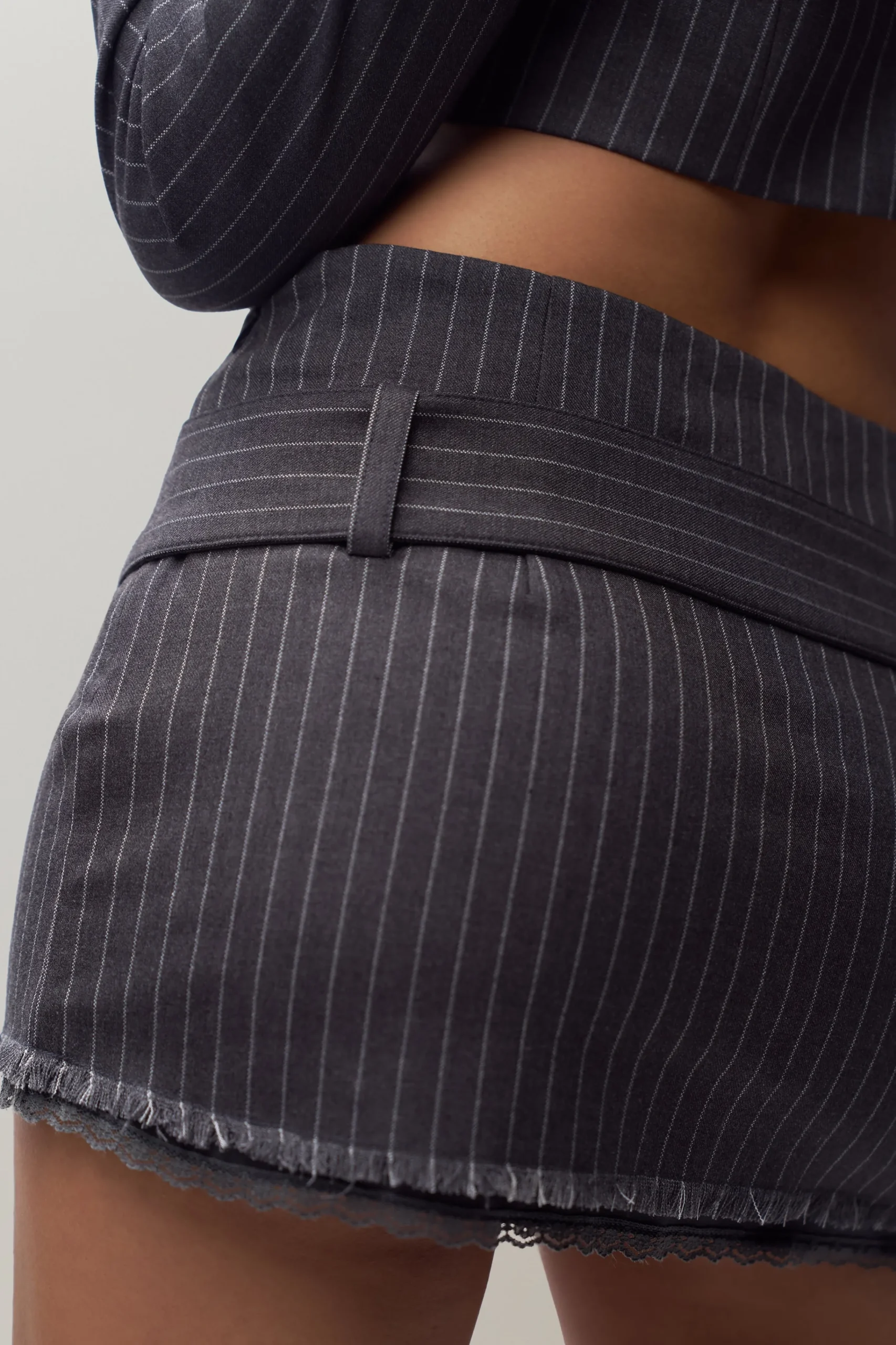 GUIZIO Andra Pinstripe Mini Skirt- Skirts