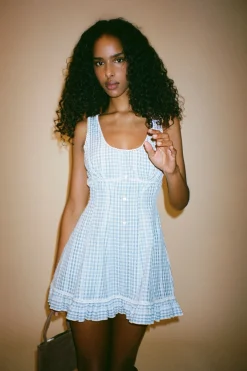 GUIZIO Anica Gingham Mini Dress- Dresses