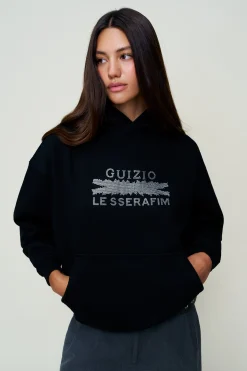 GUIZIO Bedazzled Pull Over Hoodie- Sweatshirts & Hoodies