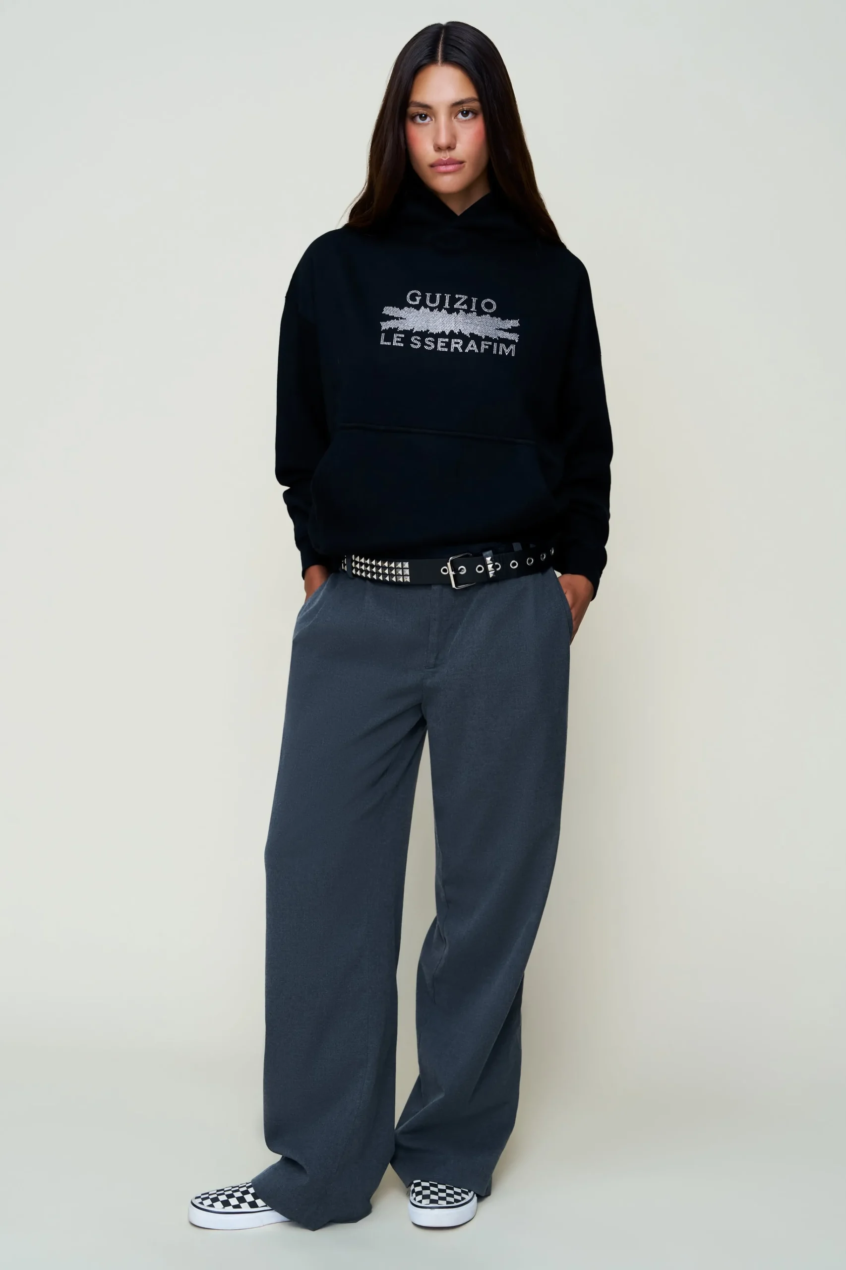GUIZIO Bedazzled Pull Over Hoodie- Sweatshirts & Hoodies