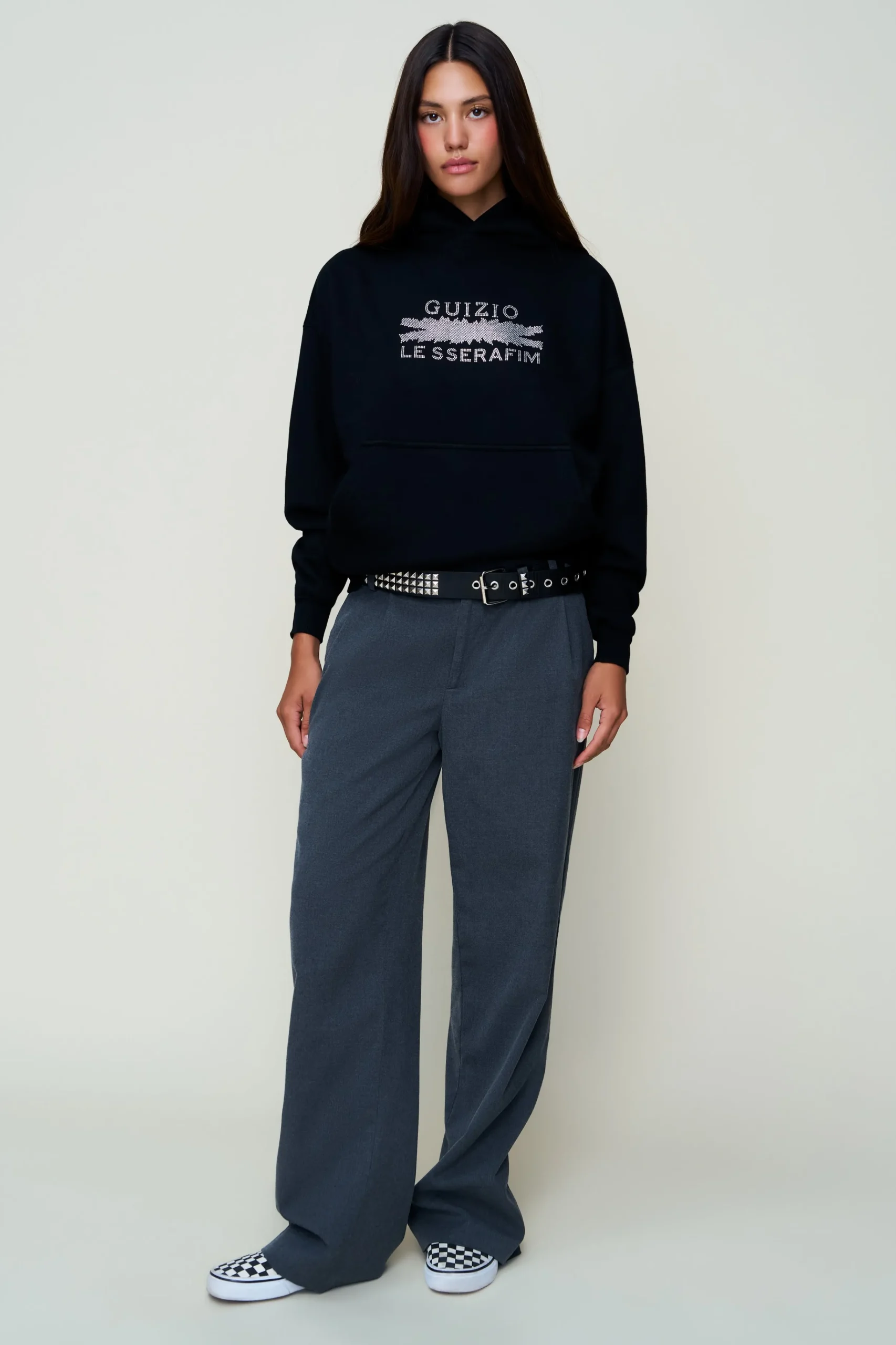 GUIZIO Bedazzled Pull Over Hoodie- Sweatshirts & Hoodies