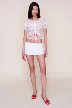 GUIZIO Calais Blouse- Short Sleeve Tops|Tops