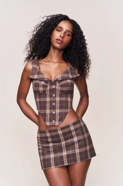 GUIZIO Chamonix Tartan Corset- Sleeveless Tops|Corsets