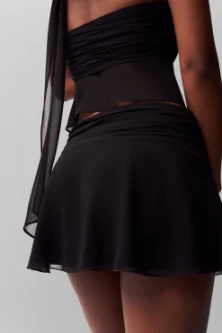 GUIZIO Chiffon Slit Mini Skirt- Mini Skirts|Skirts
