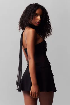 GUIZIO Chiffon Slit Mini Skirt- Mini Skirts|Skirts
