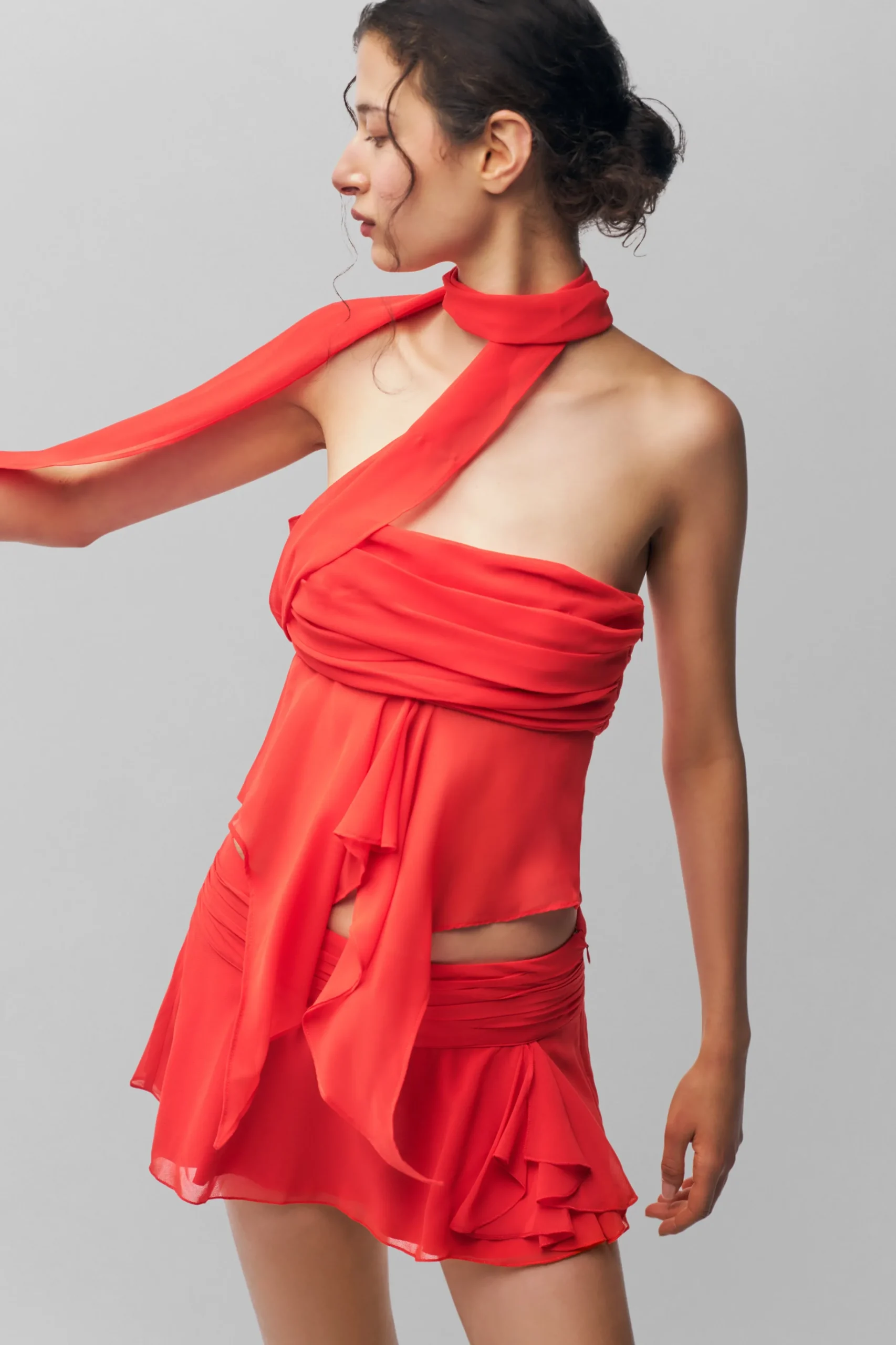 GUIZIO Chiffon Slit Mini Skirt- Mini Skirts|Skirts
