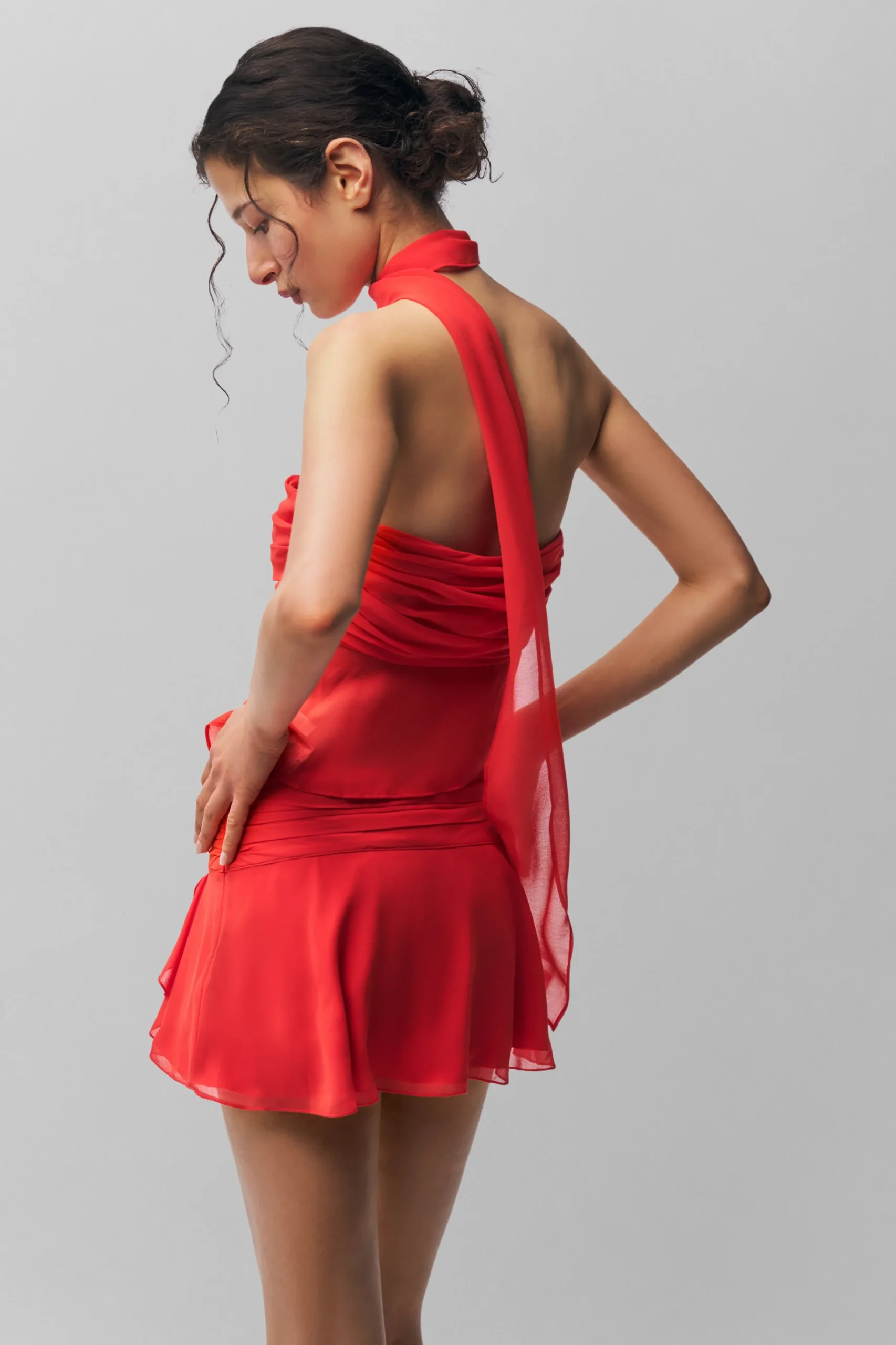 GUIZIO Chiffon Slit Mini Skirt- Mini Skirts|Skirts