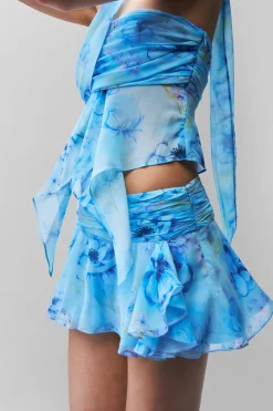 GUIZIO Chiffon Slit Mini Skirt- Mini Skirts|Skirts