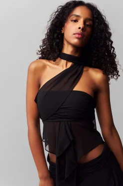 GUIZIO Chiffon Wrap Around Top- Sleeveless Tops|Tops
