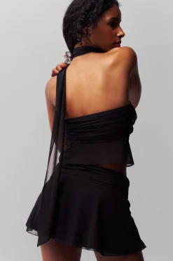 GUIZIO Chiffon Wrap Around Top- Sleeveless Tops|Tops