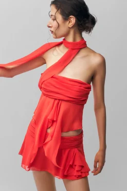 GUIZIO Chiffon Wrap Around Top- Tops