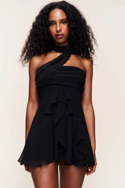 GUIZIO Chiffon Wrap Dress- Mini Dresses|Dresses