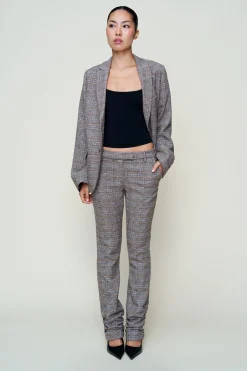 GUIZIO Cora Ruched Hem Tartan Pant- Pants