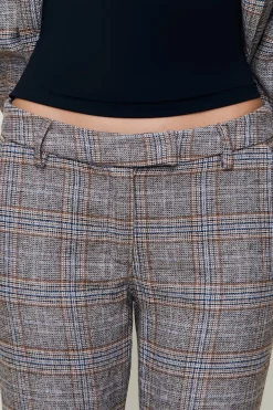 GUIZIO Cora Ruched Hem Tartan Pant- Pants