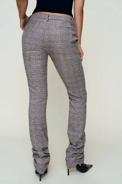 GUIZIO Cora Ruched Hem Tartan Pant- Pants