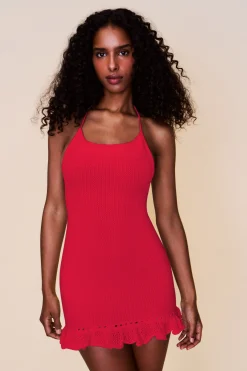 GUIZIO Crochet Halter Mini Dress- Mini Dresses|Dresses