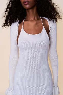 GUIZIO Crochet Halter Mini Dress- Mini Dresses|Dresses