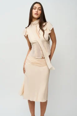 GUIZIO Eda Skirt- Midi Skirts|Skirts