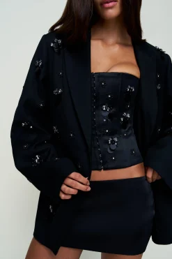 GUIZIO Embellished Oversized Blazer- Jackets