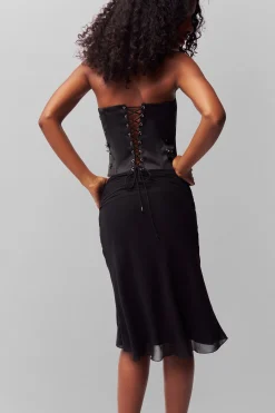 GUIZIO Embellished Satin Corset- Corsets|Corsets