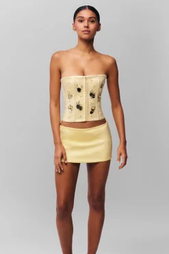 GUIZIO Embellished Satin Corset- Corsets|Corsets