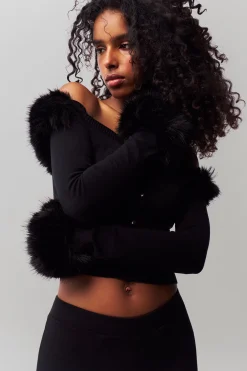 GUIZIO Faux Fur Cardigan- Tops