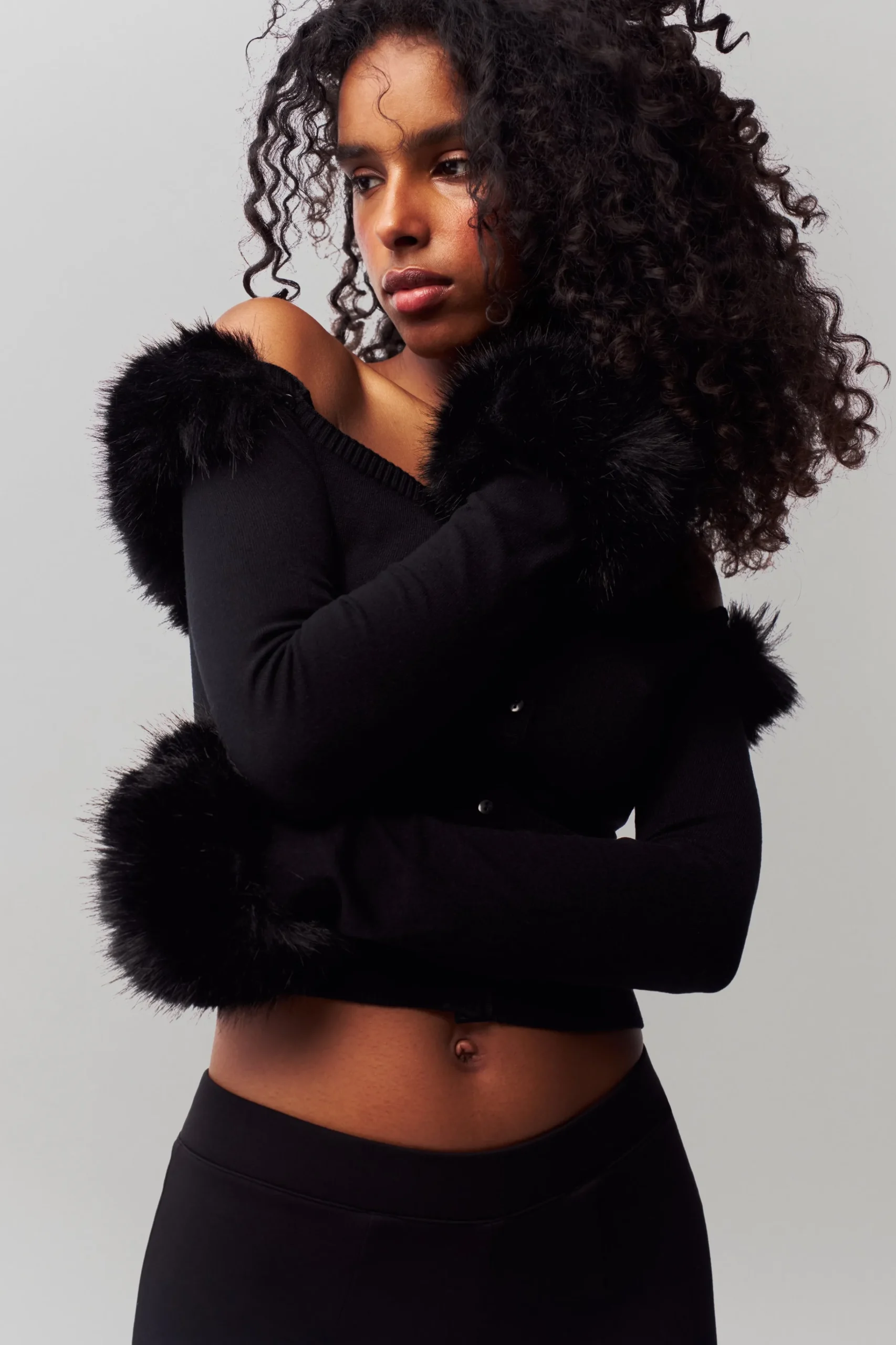 GUIZIO Faux Fur Cardigan- Tops