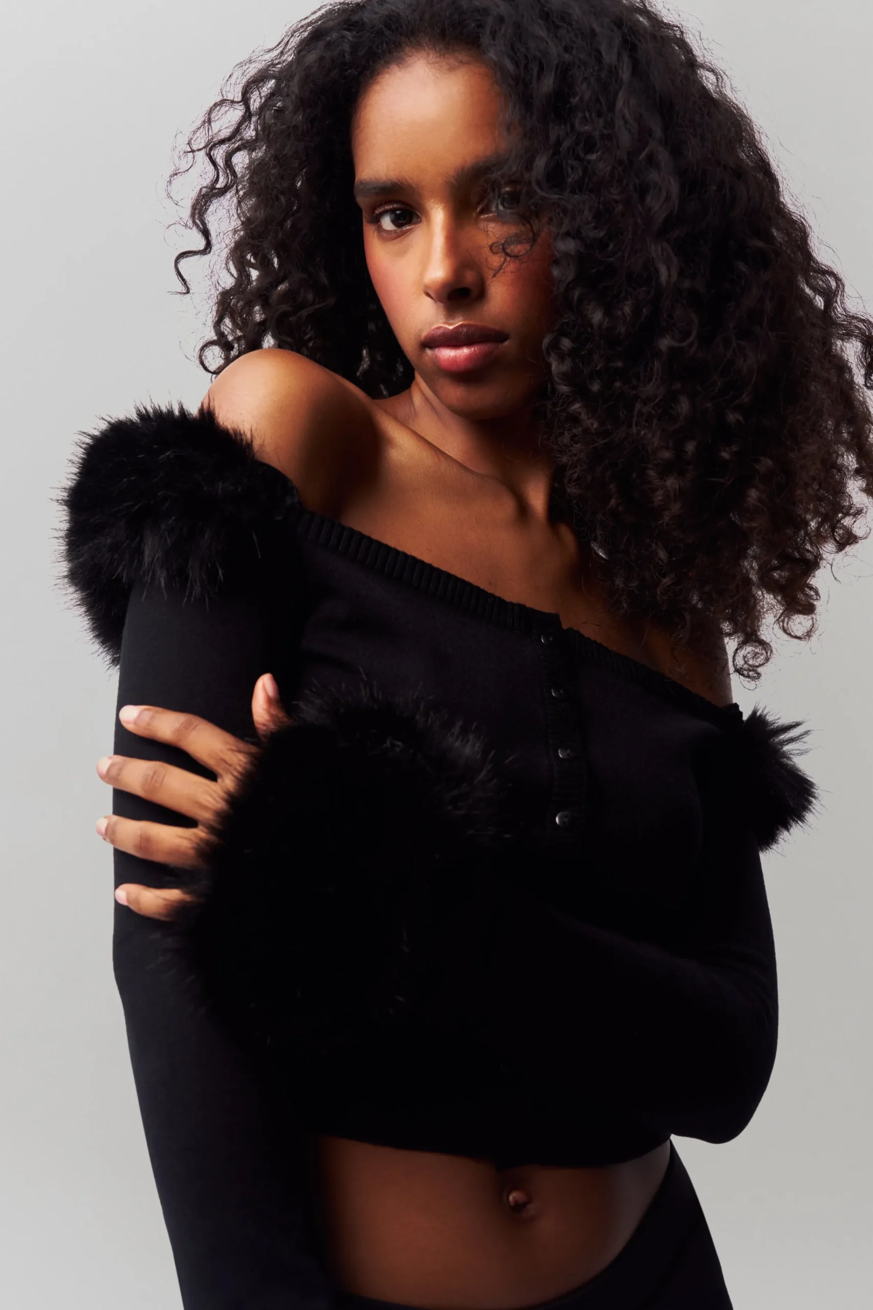 GUIZIO Faux Fur Cardigan- Tops