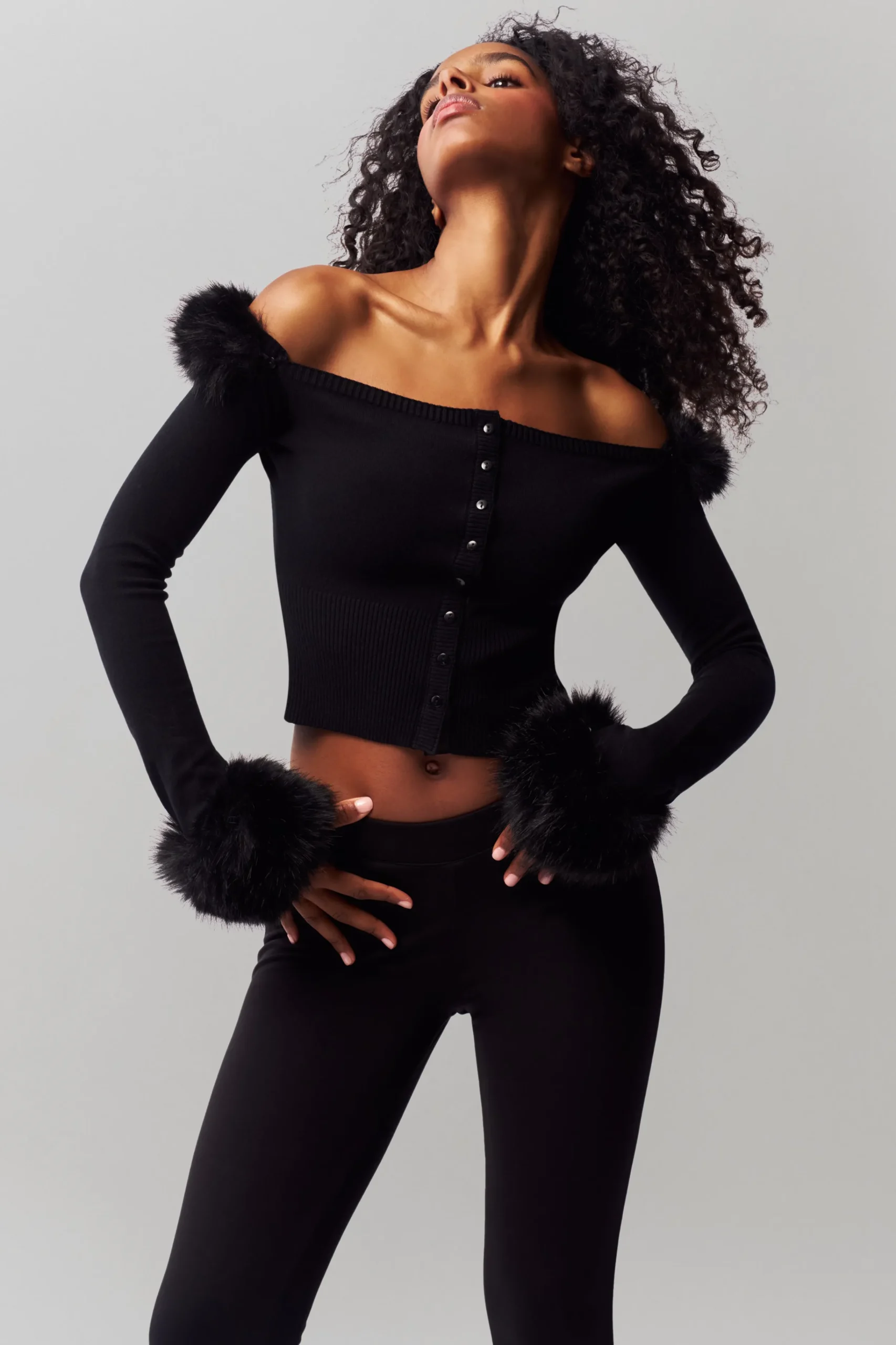 GUIZIO Faux Fur Cardigan- Tops