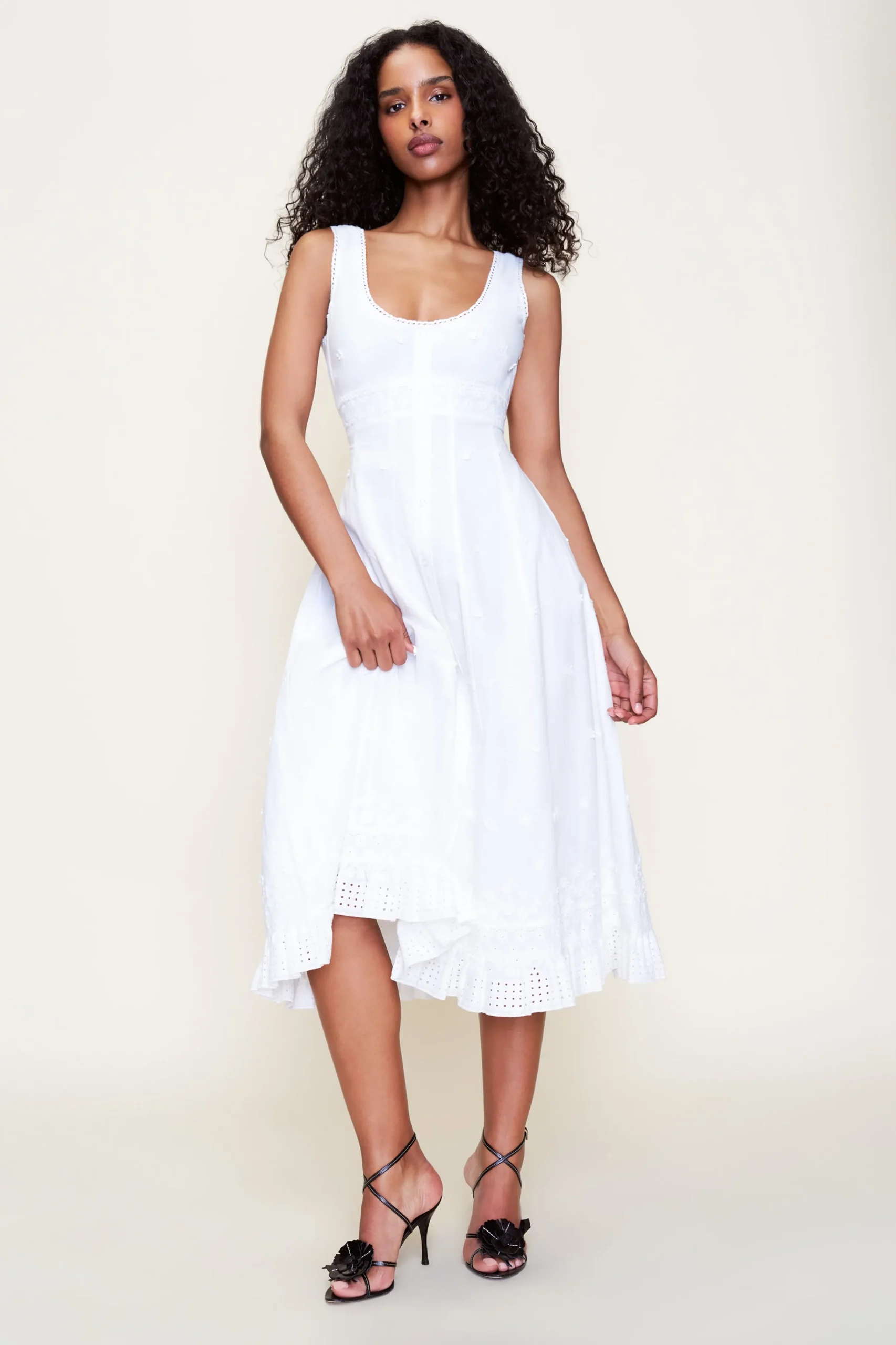 GUIZIO Florrie Eyelet Dress- Midi Dresses|Dresses