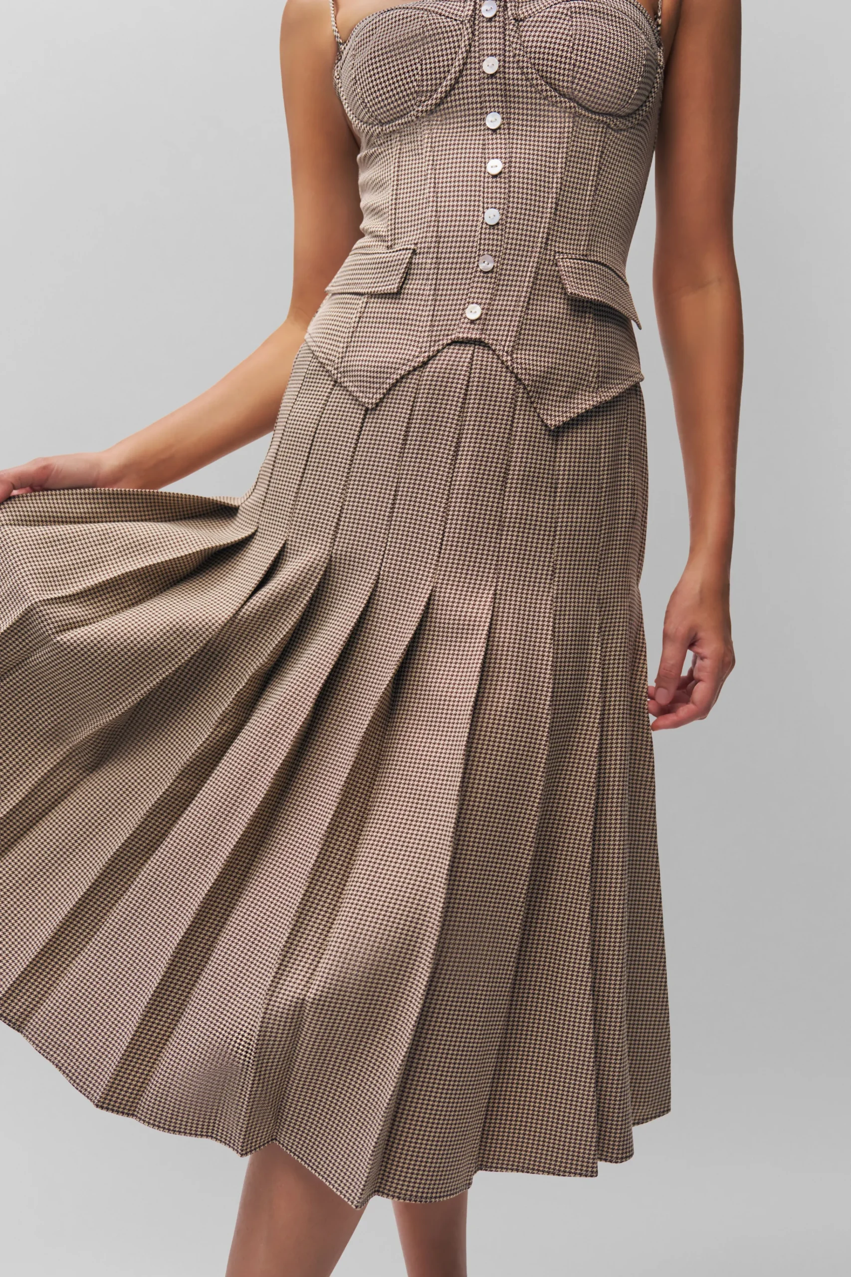 GUIZIO Gibson Pleated Skirt- Midi Skirts|Skirts