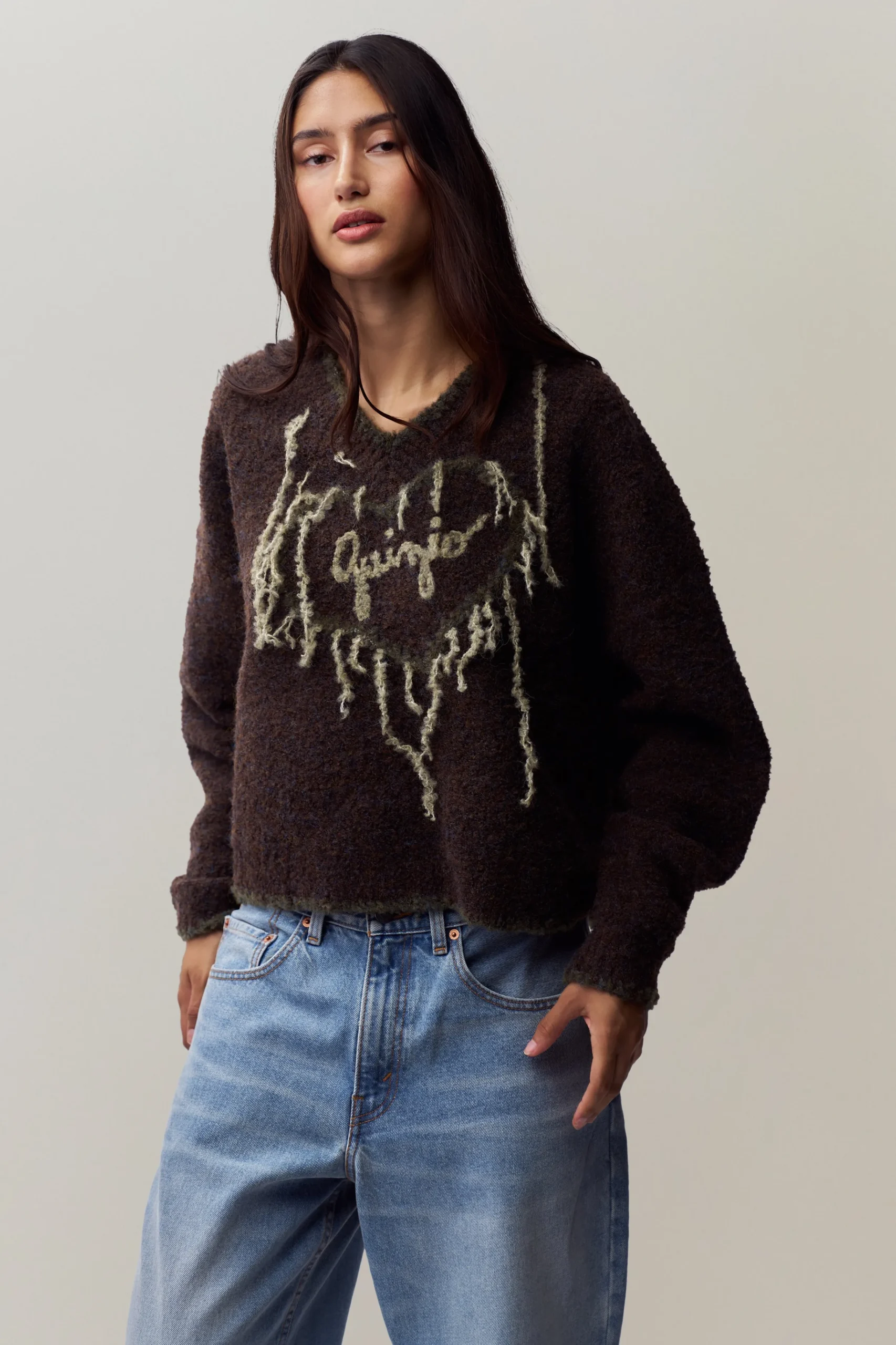 GUIZIO Heart Sweater- Knitwear|Tops