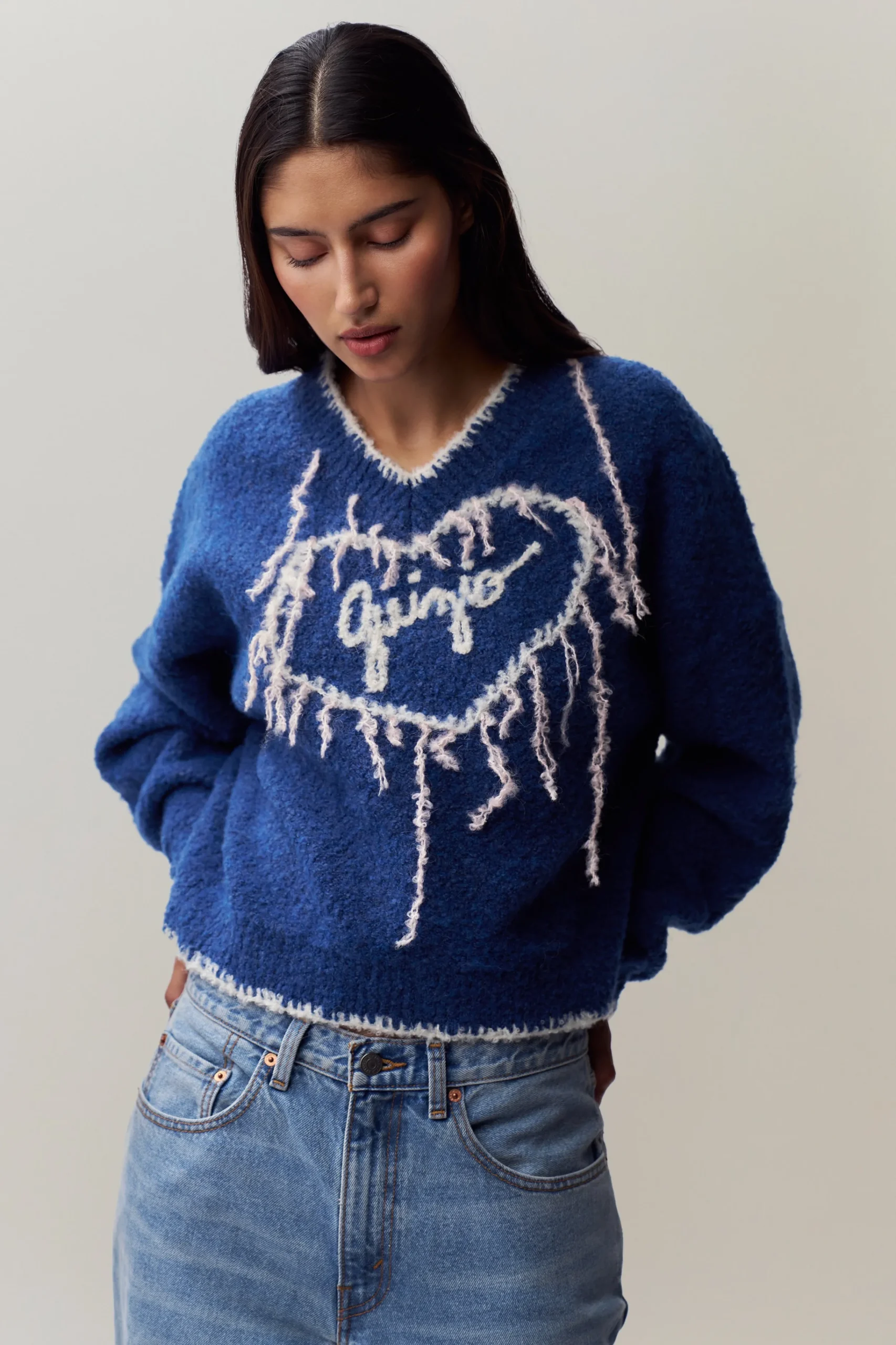 GUIZIO Heart Sweater- Knitwear|Tops