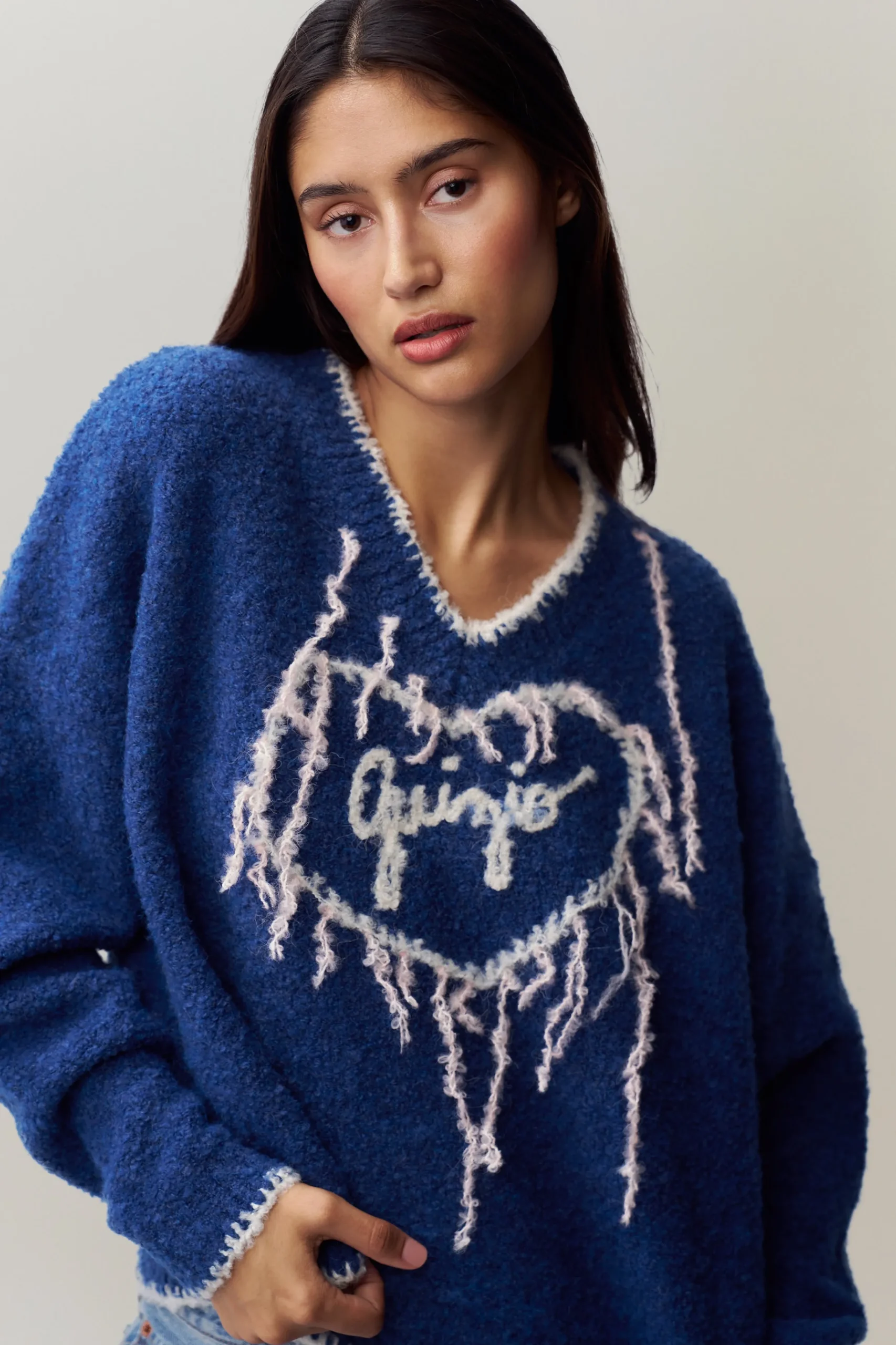 GUIZIO Heart Sweater- Knitwear|Tops