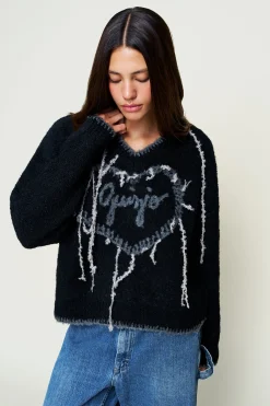 GUIZIO Heart Wool Sweater- Sweaters