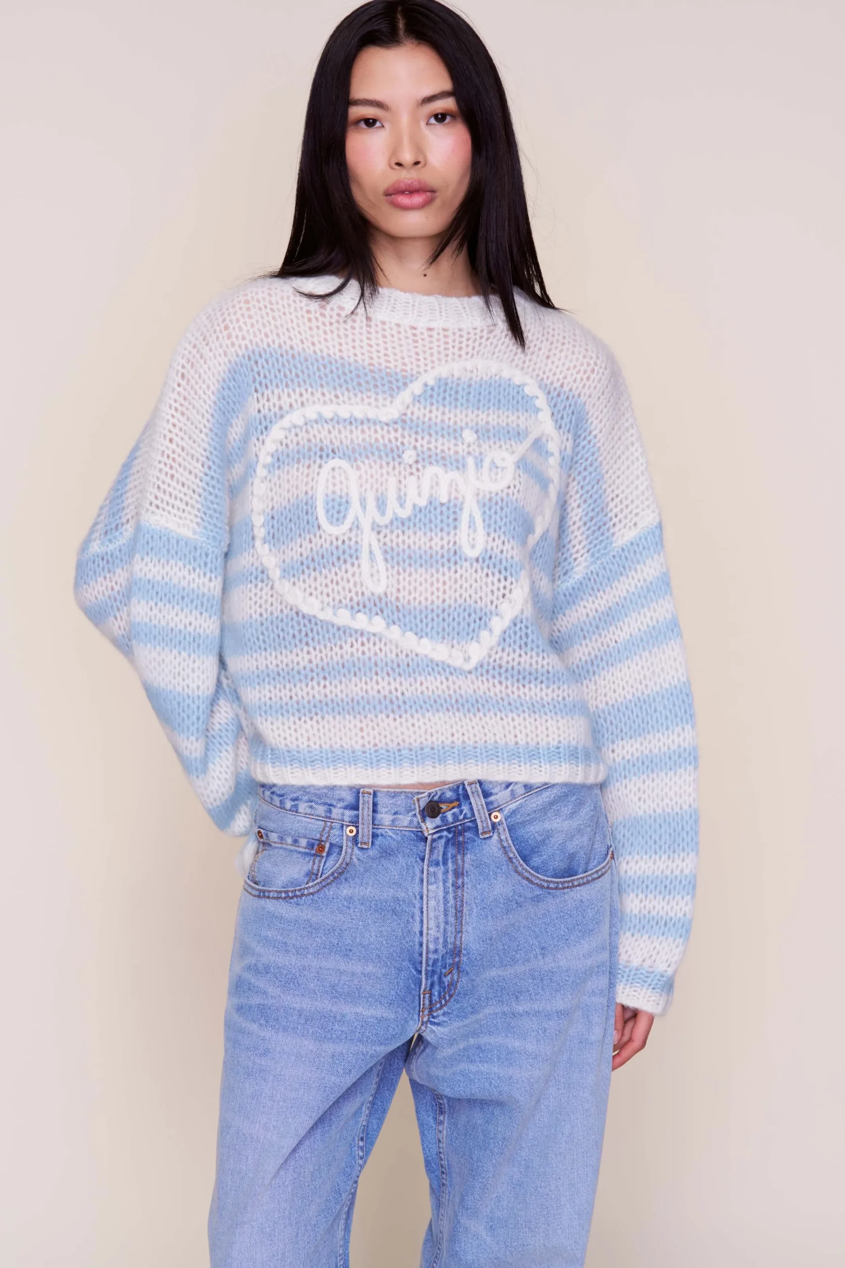 GUIZIO Mohair-Blend Heart Sweater- Sweaters