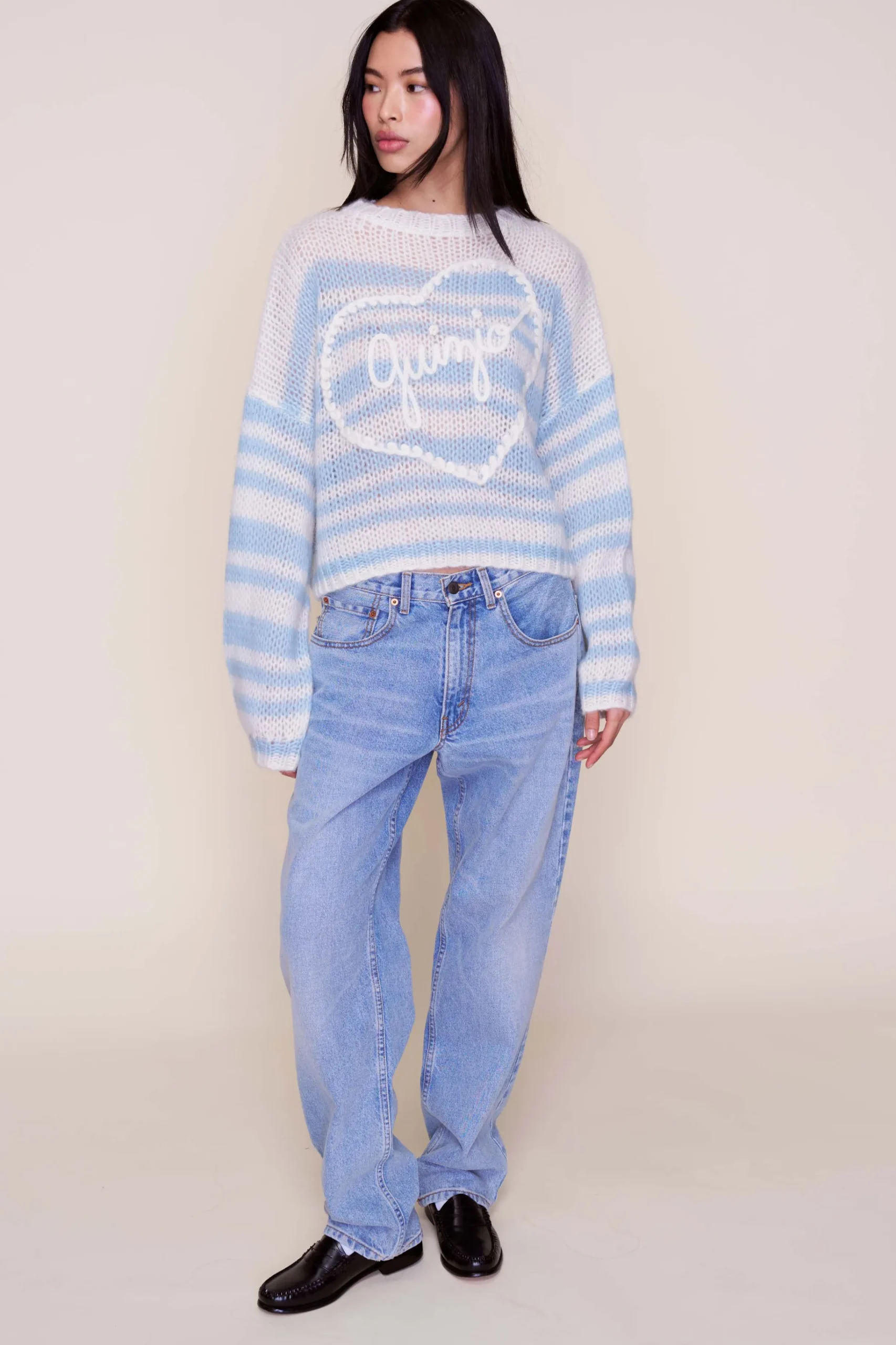 GUIZIO Mohair-Blend Heart Sweater- Sweaters