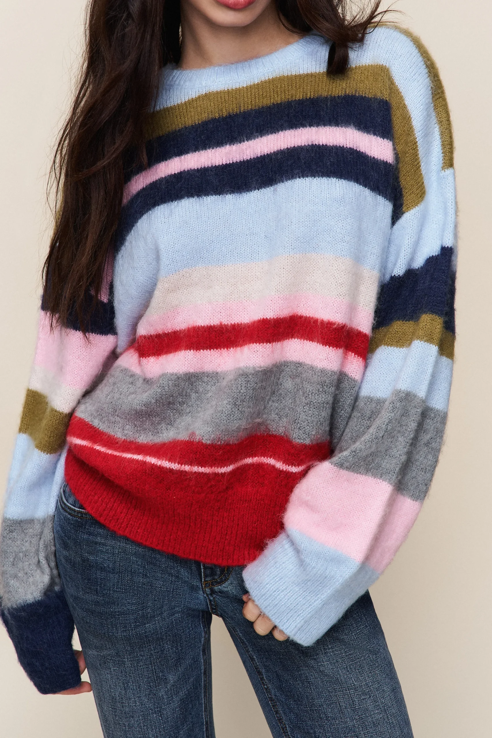 GUIZIO Hawley Oversized Stripe Wool Jumper- Sweaters|Knitwear