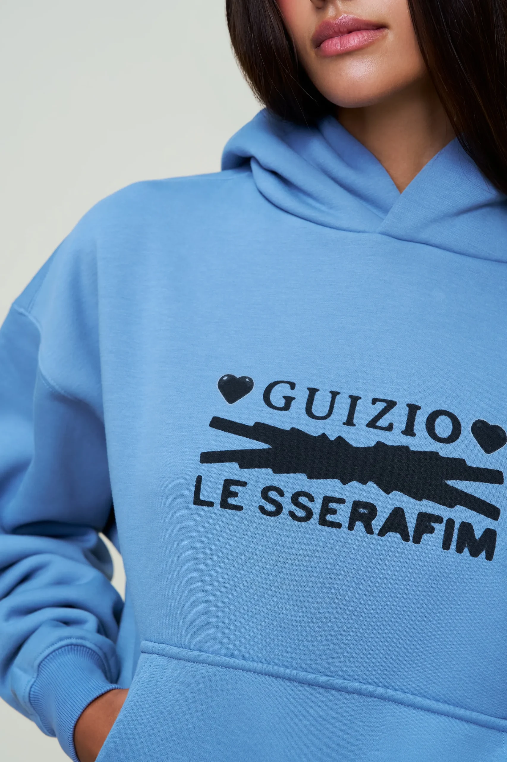 GUIZIO Hearts Pull Over Hoodie- Sweatshirts & Hoodies