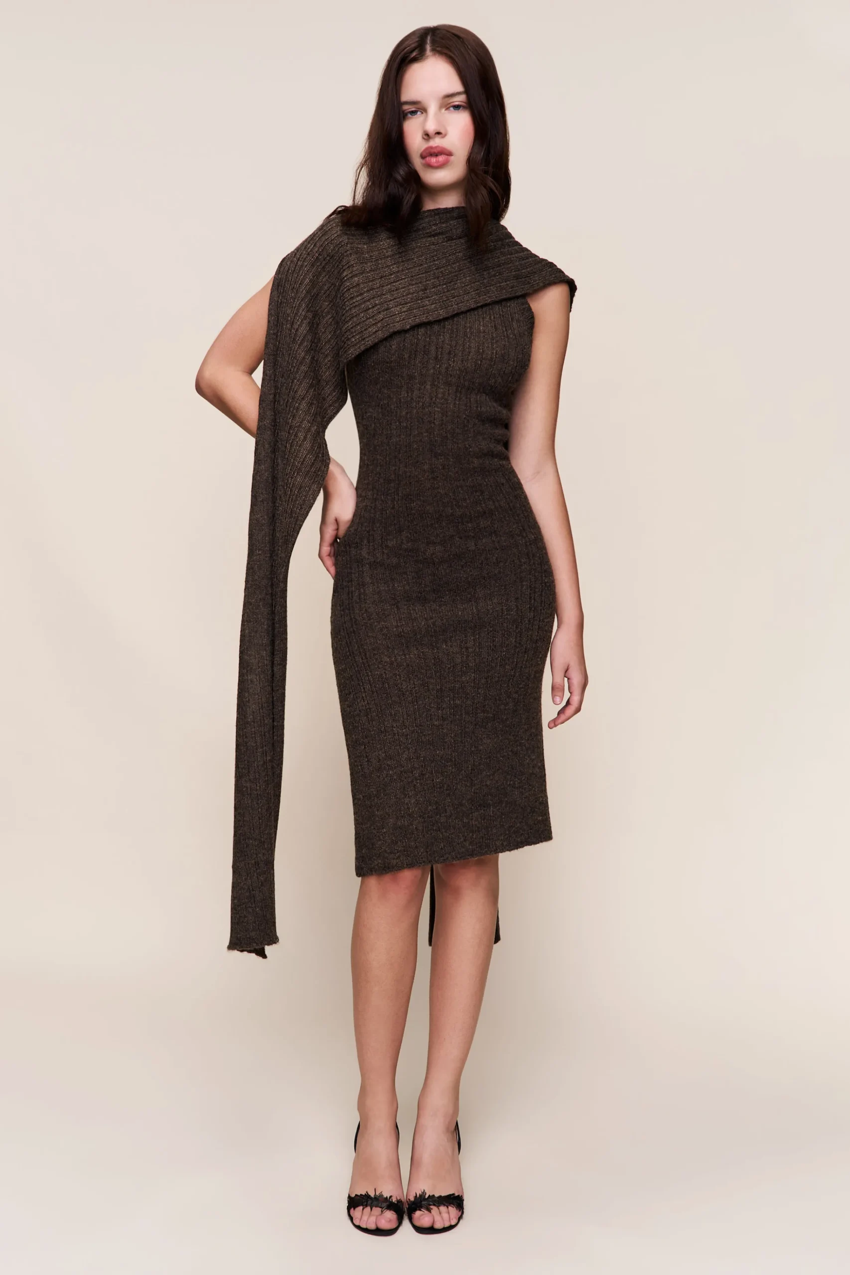 GUIZIO Hooded Knit Dress- Midi Dresses|Knitwear