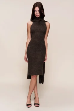 GUIZIO Hooded Knit Dress- Midi Dresses|Knitwear