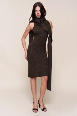 GUIZIO Hooded Knit Dress- Midi Dresses|Knitwear