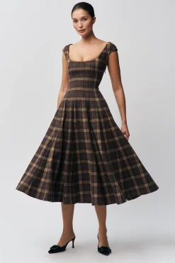 GUIZIO Leila Tartan Dress- Midi Dresses|Dresses