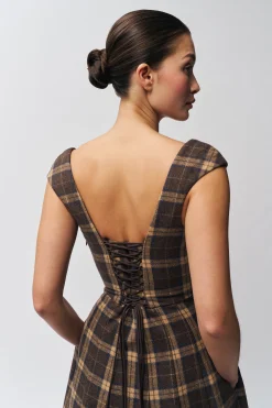GUIZIO Leila Tartan Dress- Midi Dresses|Dresses