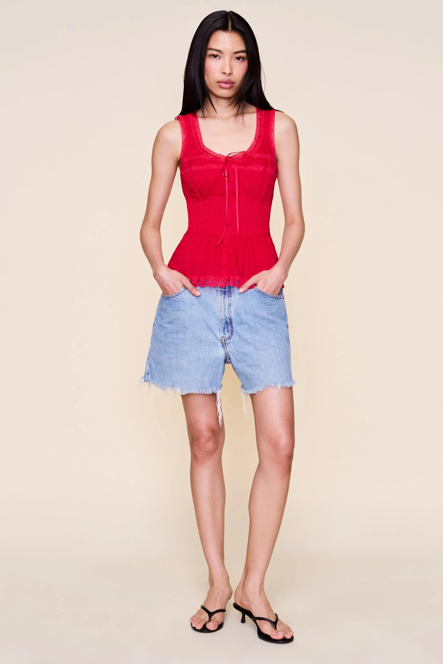 GUIZIO Lille Pintuck Top- Sleeveless Tops|Tops
