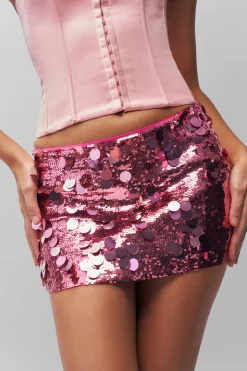 GUIZIO Low Rise Paillette Skirt- Mini Skirts|Skirts