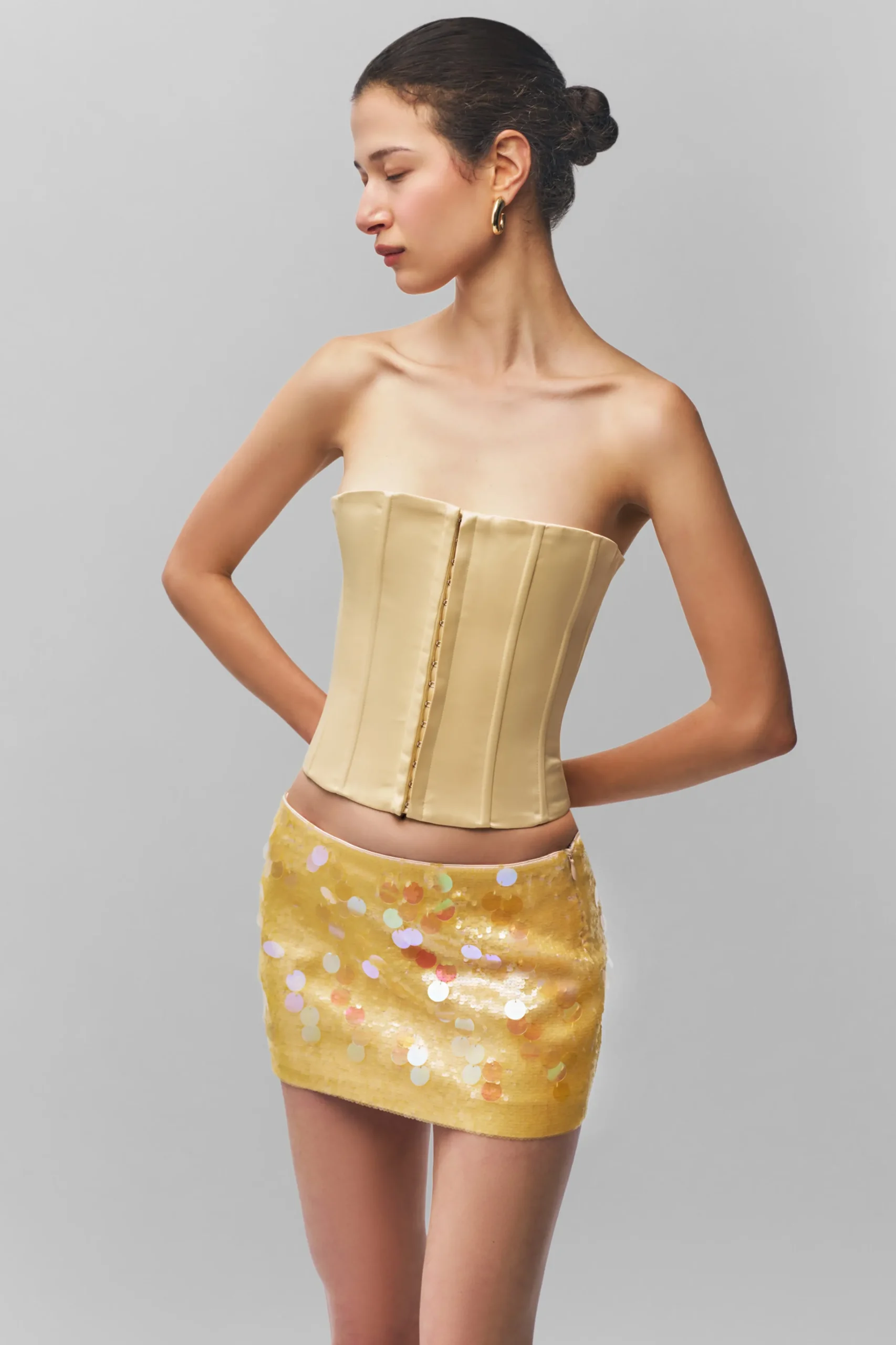 GUIZIO Low Rise Paillette Skirt- Mini Skirts|Skirts