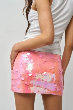 GUIZIO Low Rise Paillette Skirt- Mini Skirts|Skirts