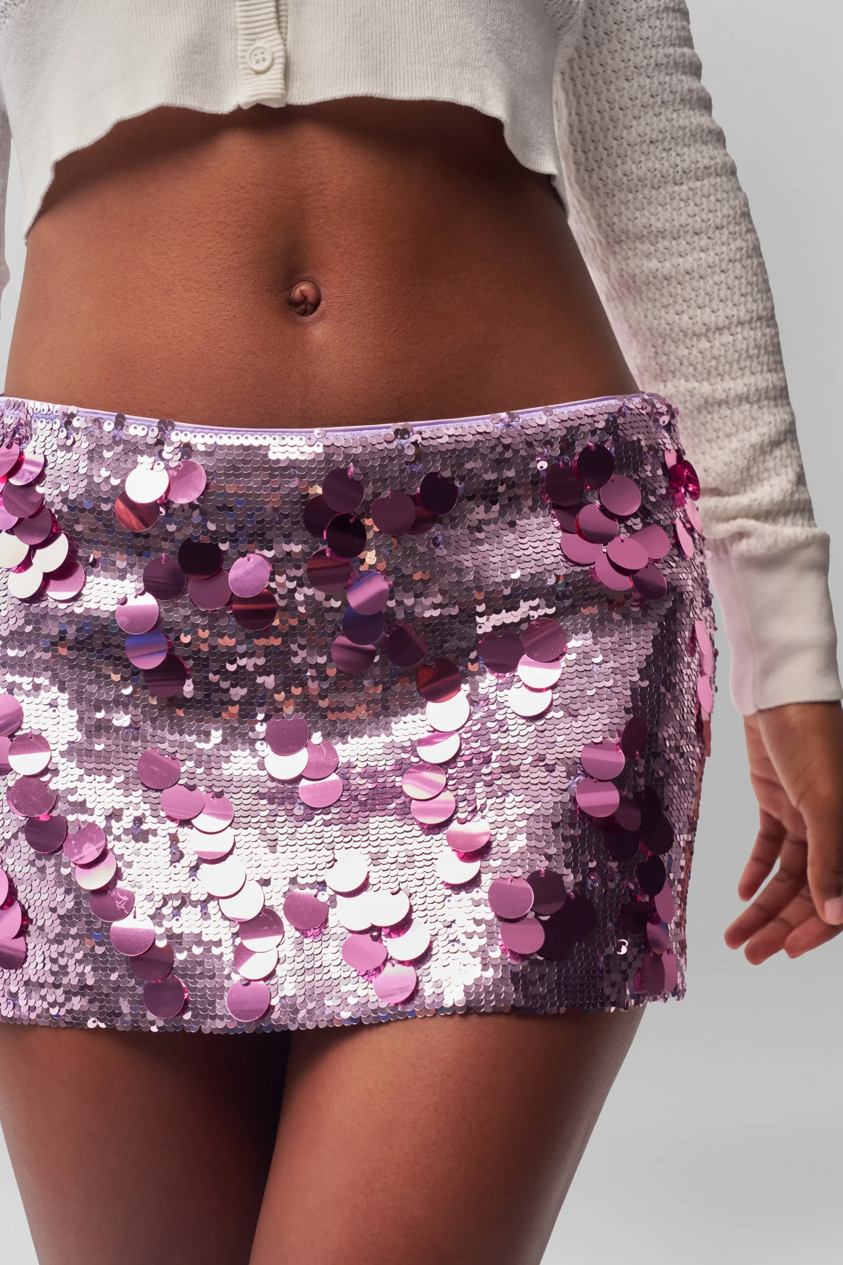 GUIZIO Low Rise Paillette Skirt- Mini Skirts|Skirts
